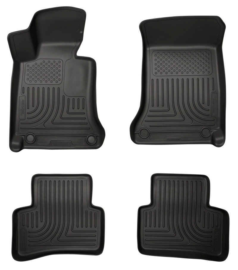 Mercedes-Benz C-Class Floor Liners - Front + Rear - Husky Liners - WeatherBeater Combo - Black - 2012